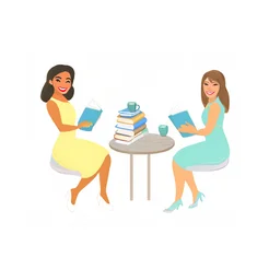 Free book club clipart of women with books